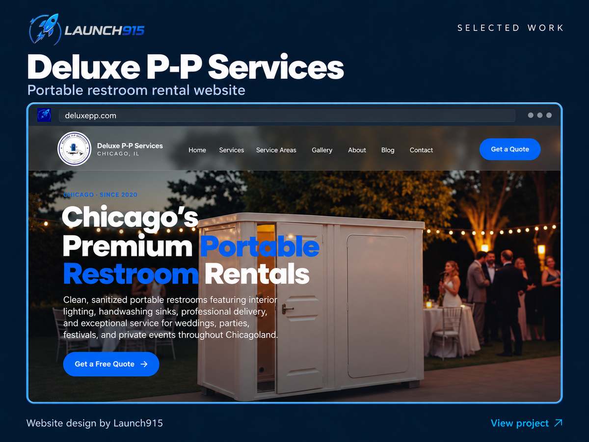 Deluxe P-P Services website design by Launch915, featuring portable restroom rentals.