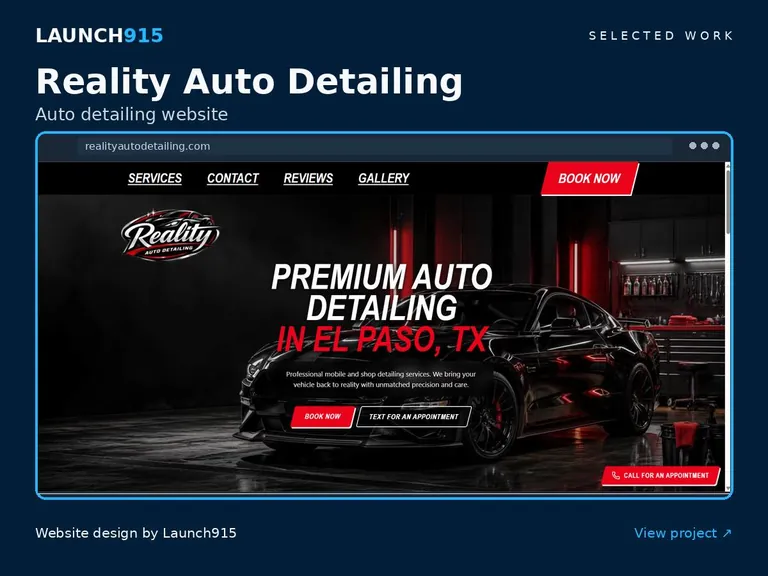 Reality Auto Detailing website designed by Launch915