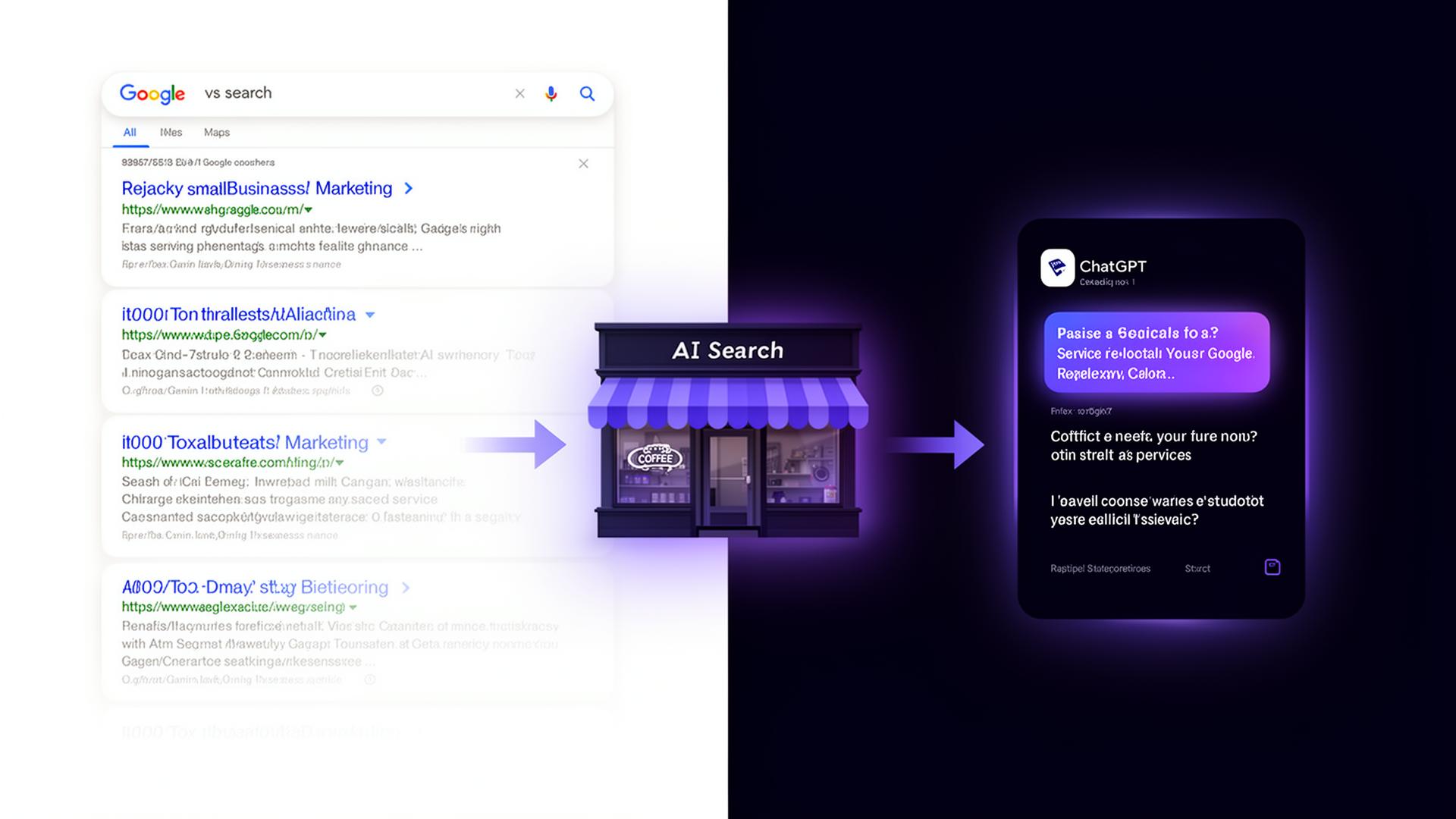 AI search vs traditional Google search concept for small business marketing